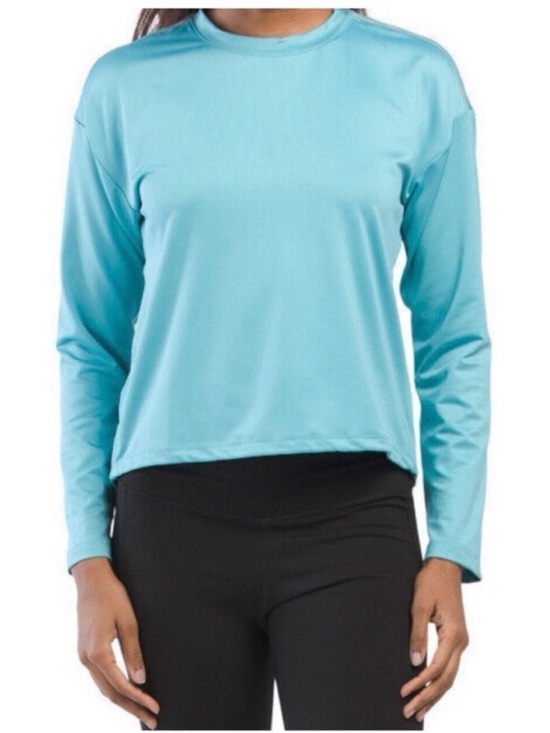 Spyder Tops - Spyder Active Base Layer Top teal blue stretchy wicking pullover drawstring